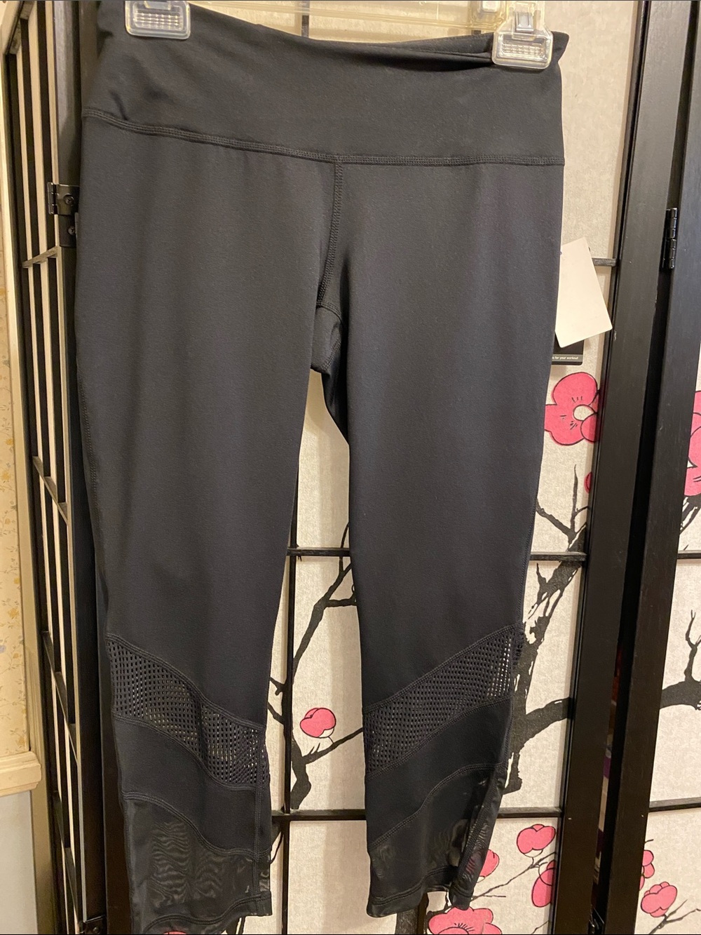 Girls' Black Mesh-Panel Performance Leggings